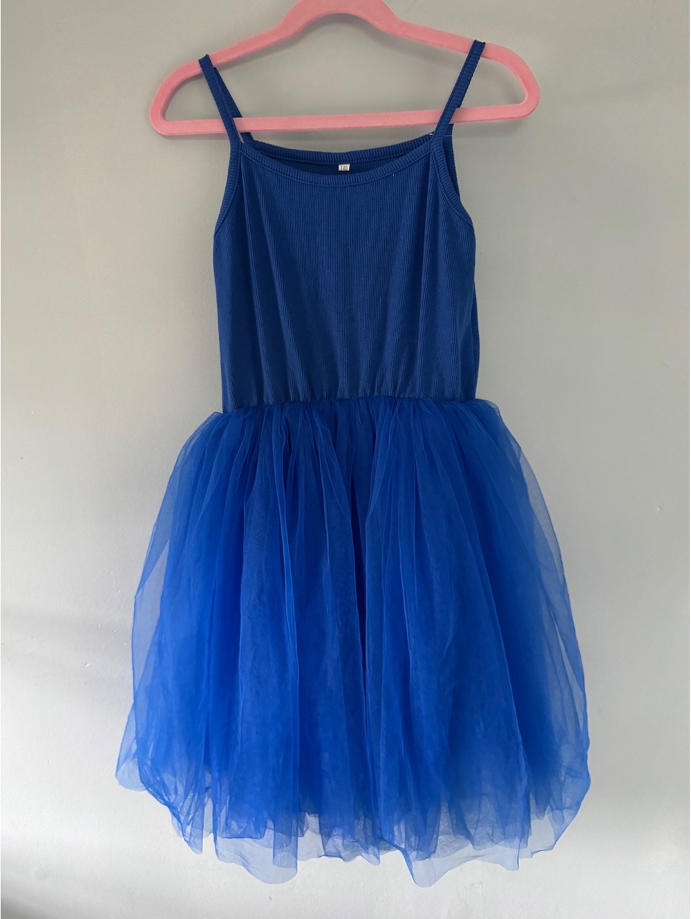 Blue Girls Tulle Skirt Dress with Cotton Blend Top, Size Kid 6